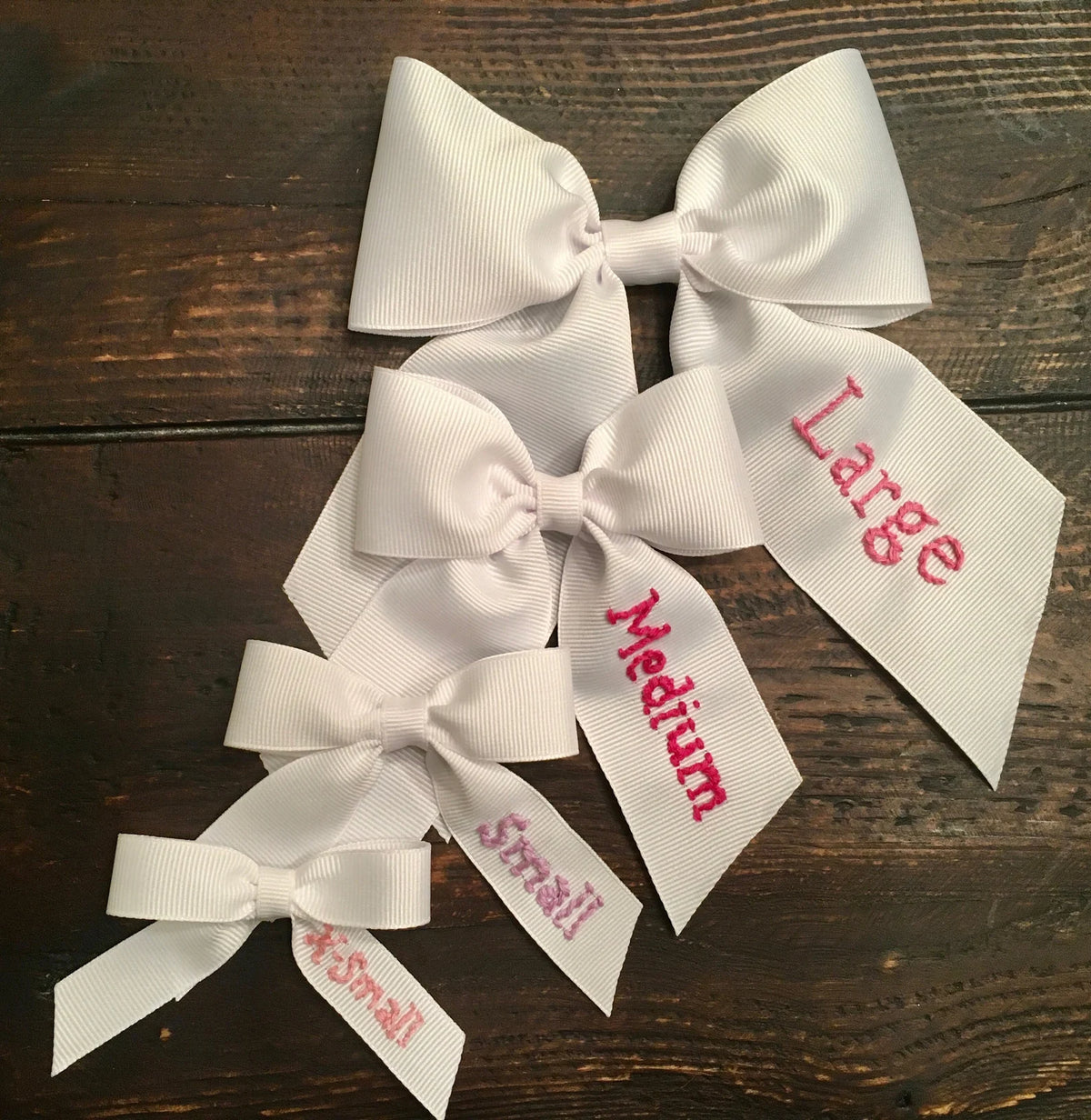 Cursive Initial Hand Embroidered Bow