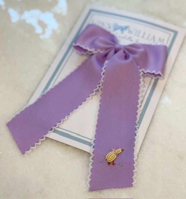 Duckling Embroidered Bow