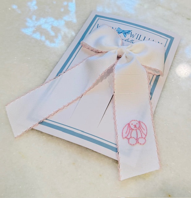 Lovey Bunny Embroidered Bow