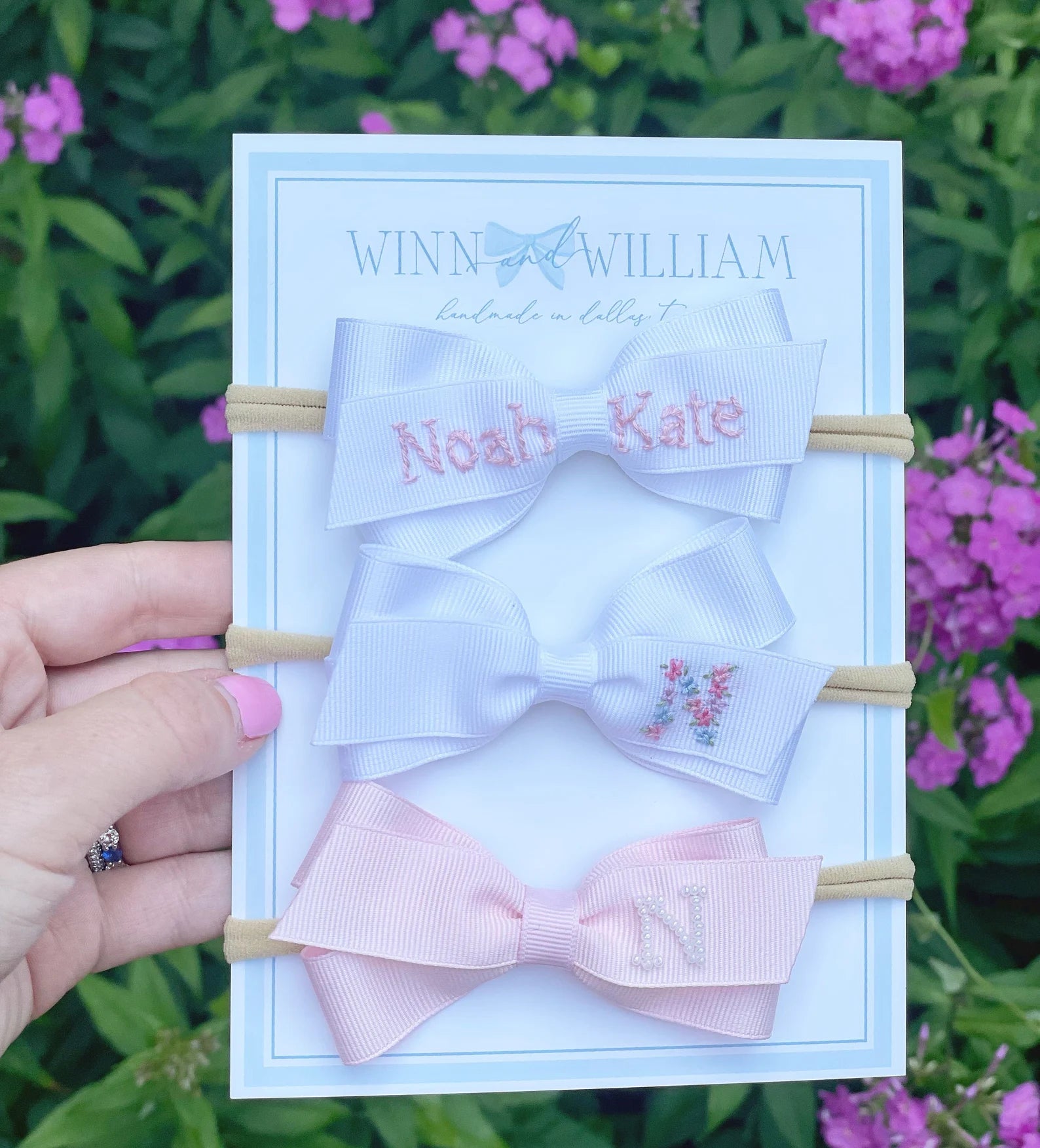 The Lottie BUNDLE Baby bows Hand-Embroidered Bow