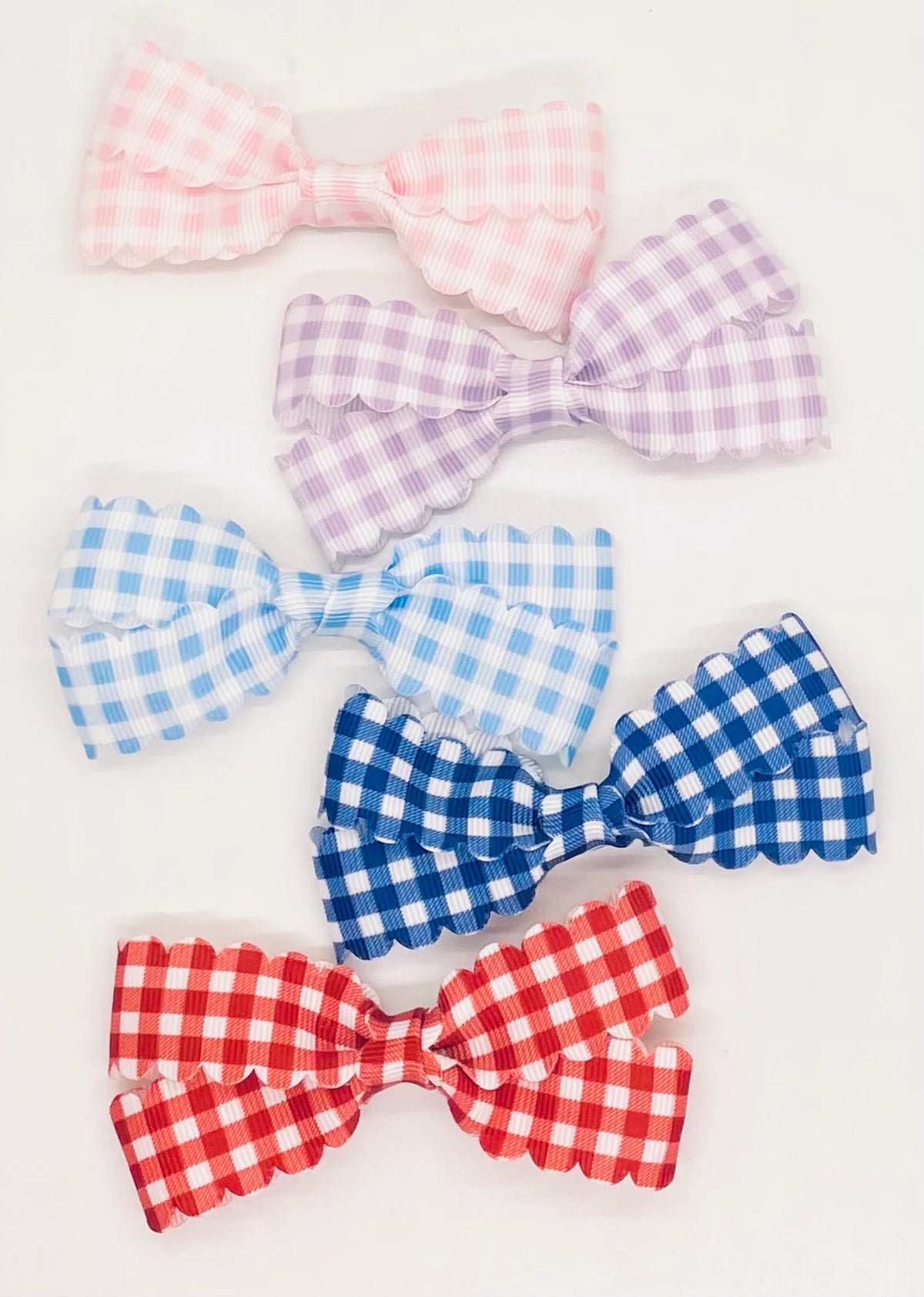 Small Scalloped Gingham Lottie Bow