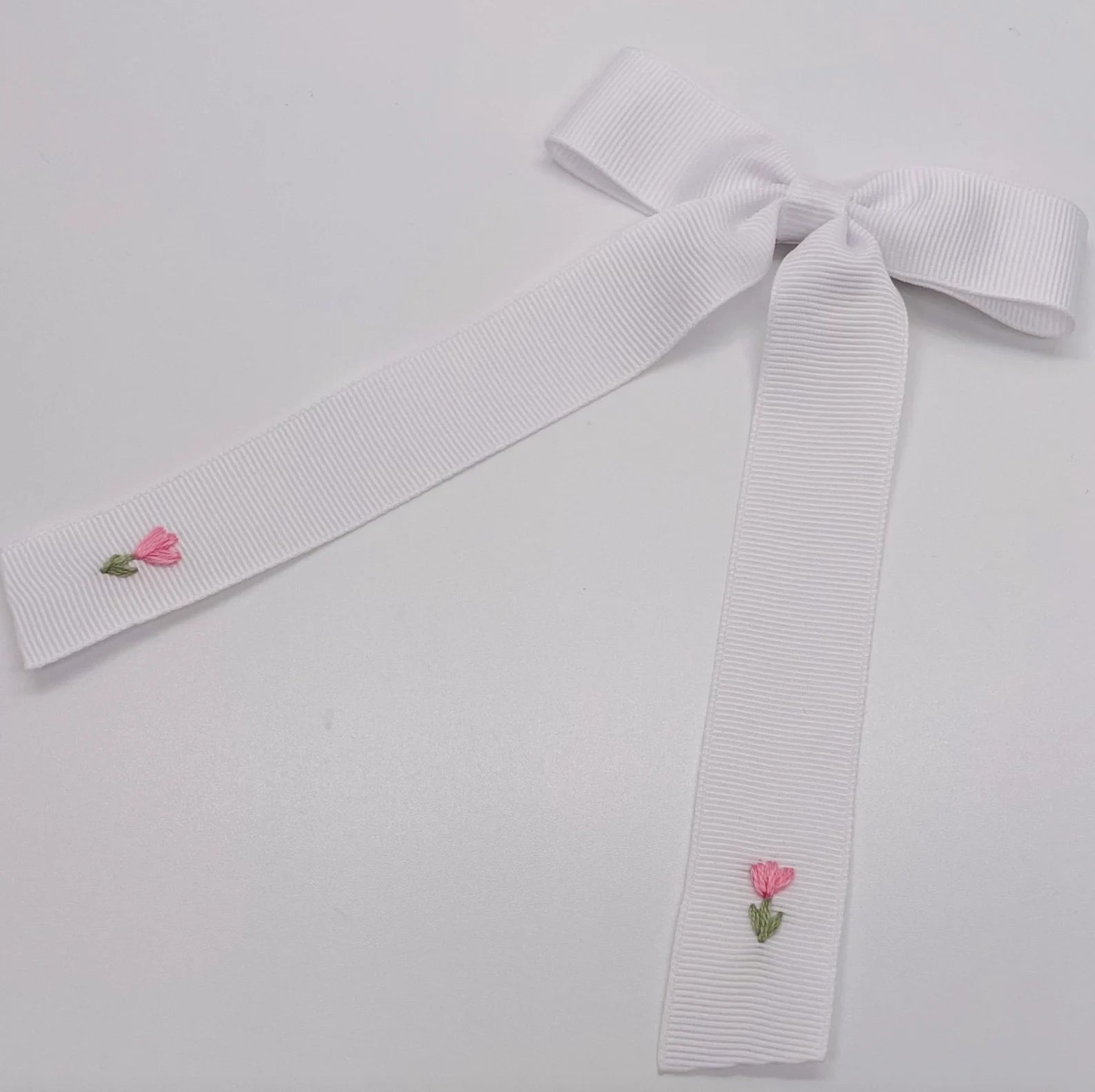Double Tulip Hand Embroidered Bow