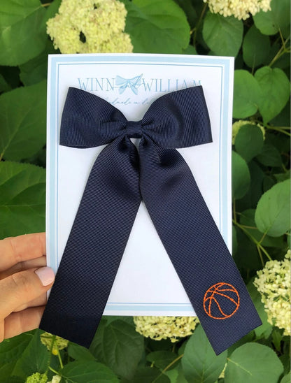 Basketball Hand-Embroidered Bow