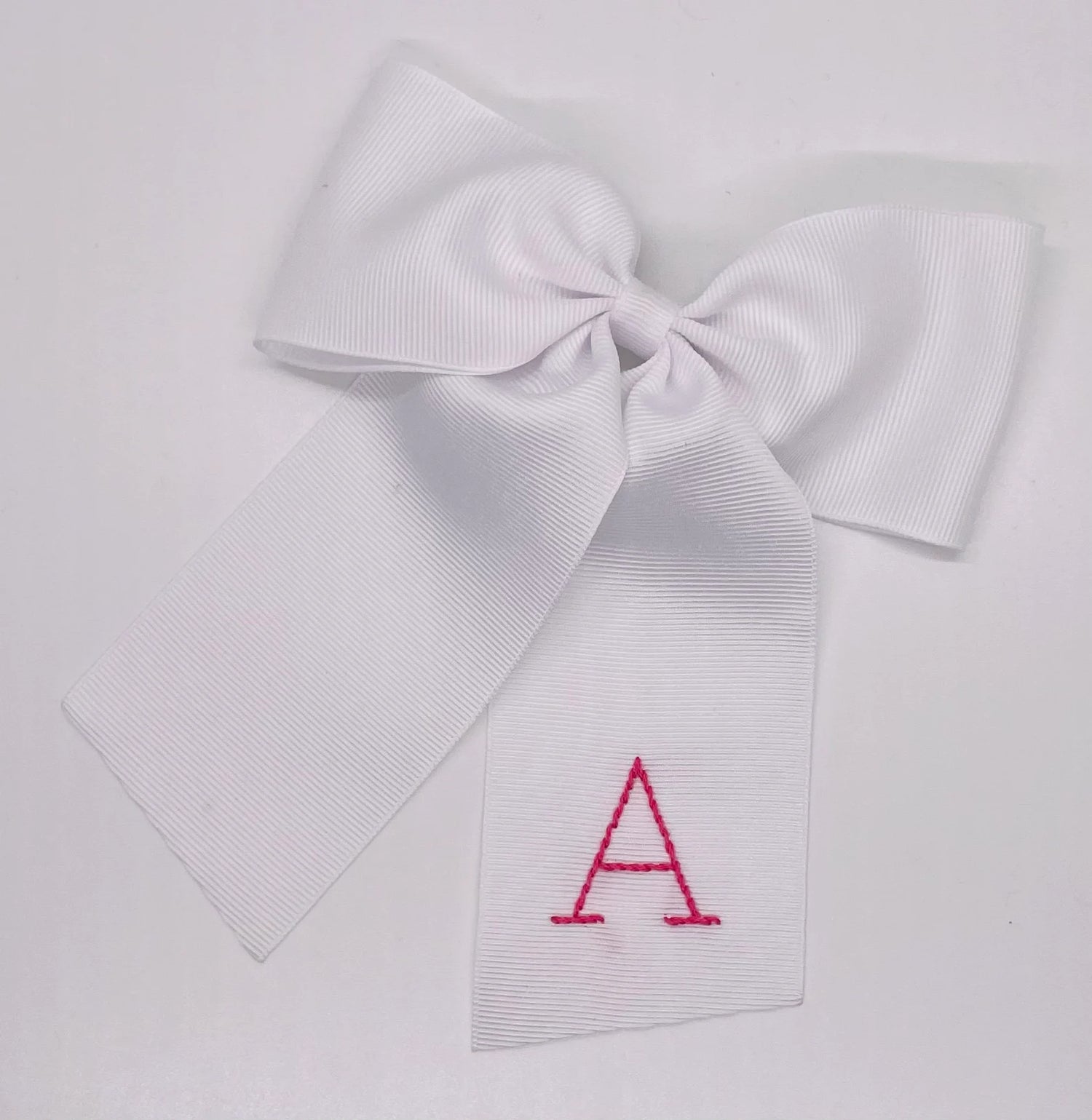 Bold Initial Hand Embroidered Bow