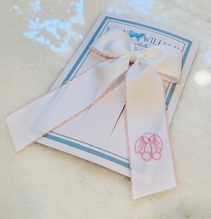 Lovey Bunny Embroidered Bow