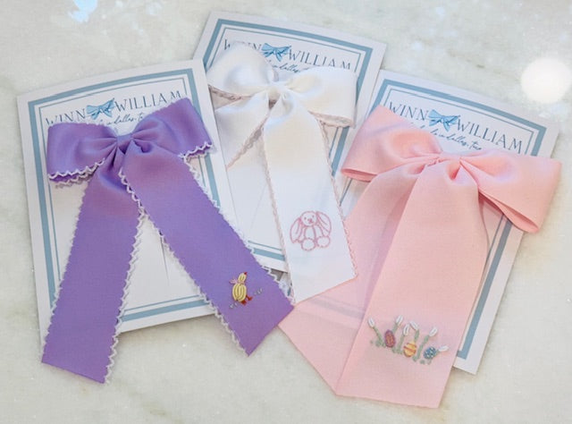 Duckling Embroidered Bow
