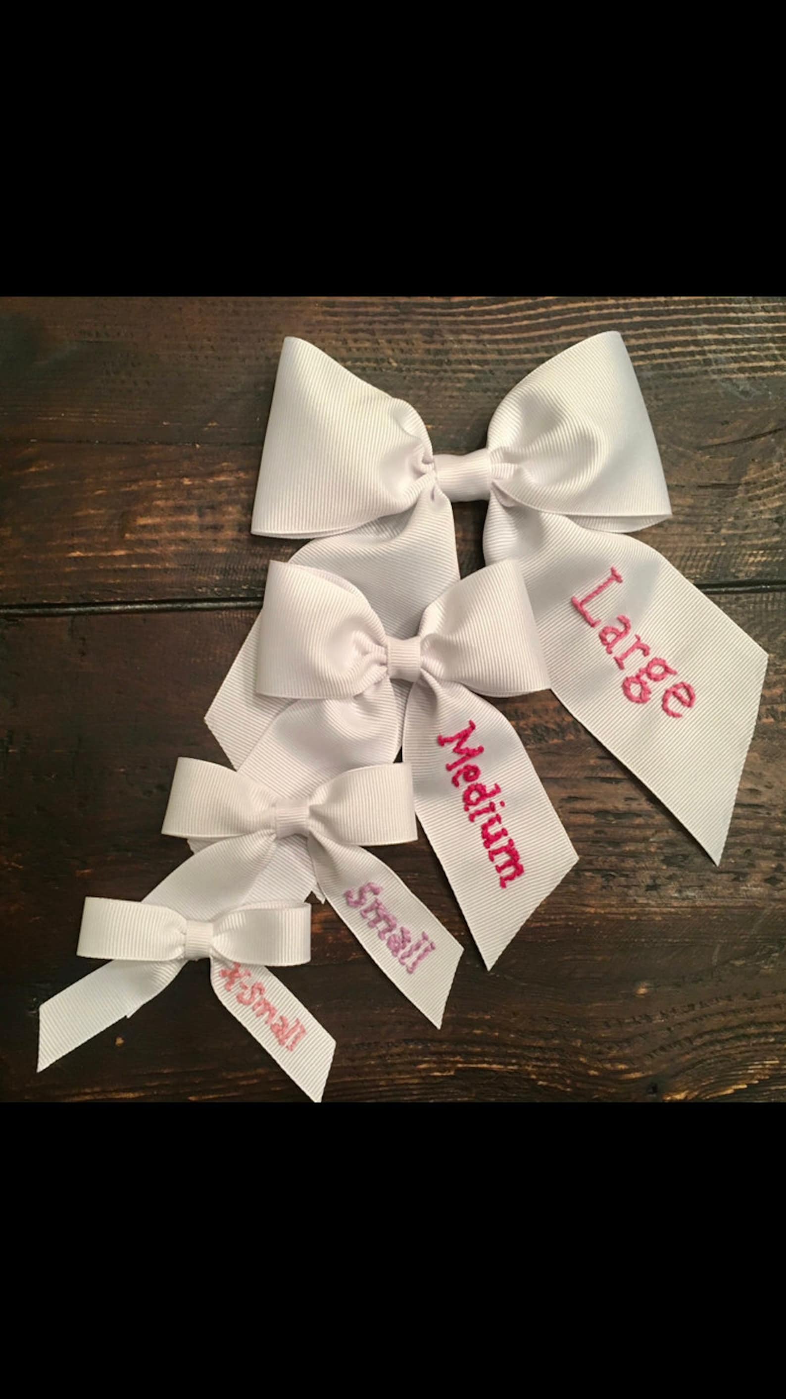 Pink Ombre Name Hand-Embroidered Bow