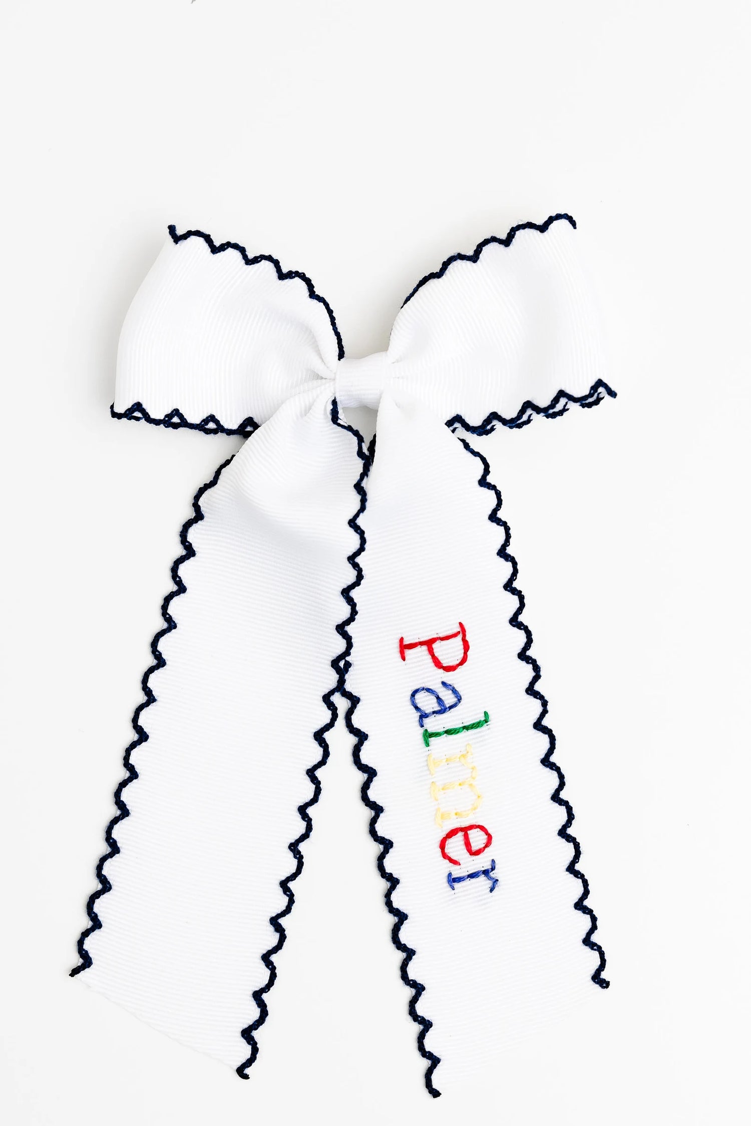 Primary Name Hand- Embroidered Bow