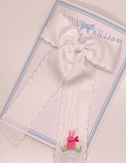 Moonstitch Easter Bunny Hand-Embroidered Bow
