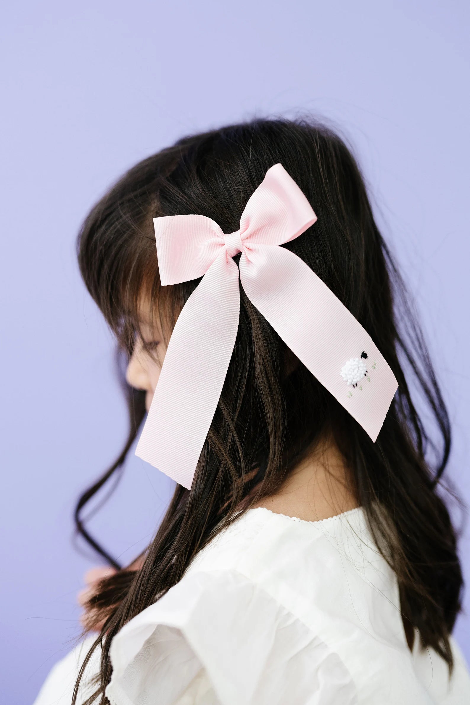 Sheep Embroidered Bow