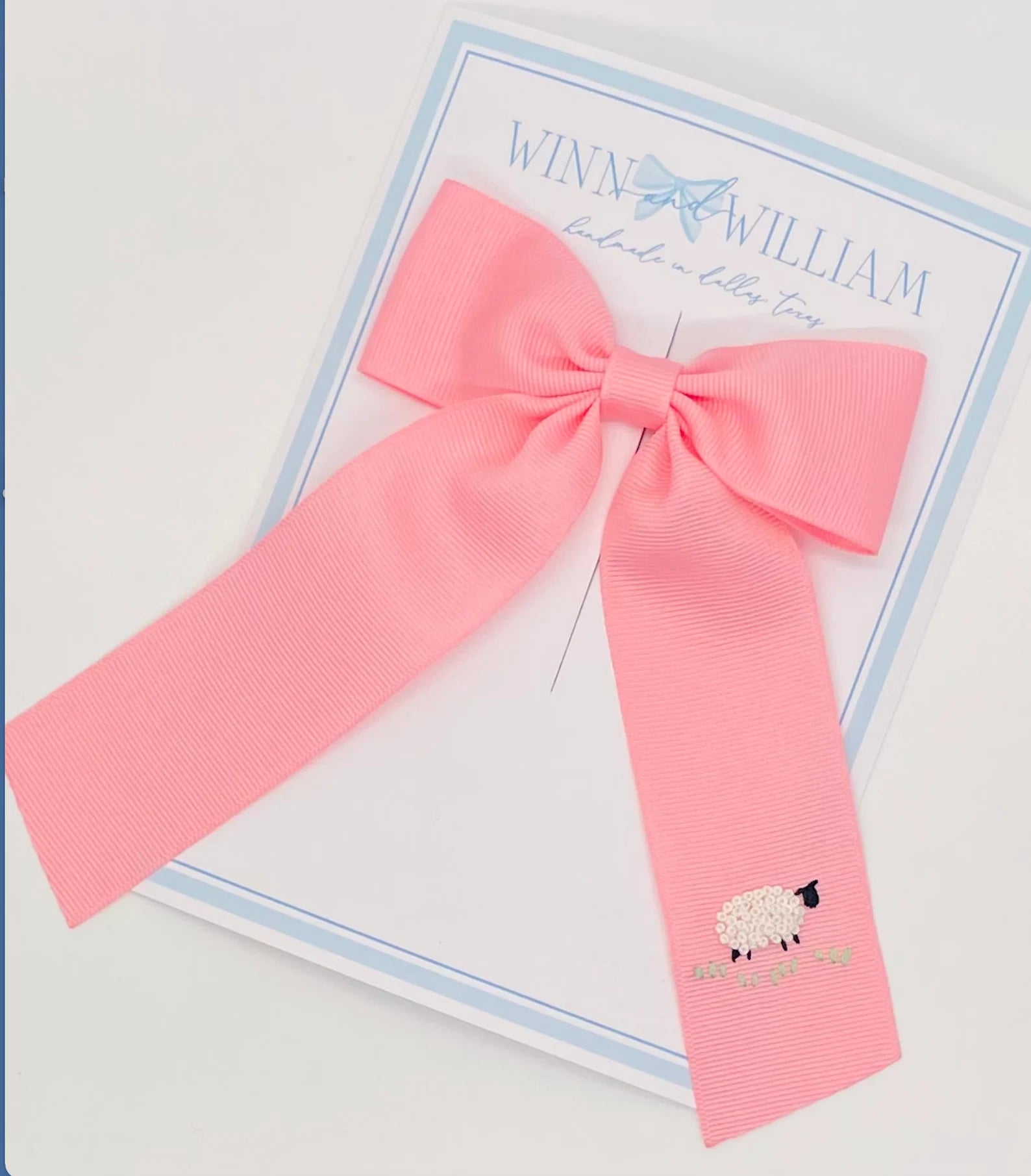 Sheep Embroidered Bow