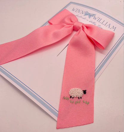 Sheep Embroidered Bow