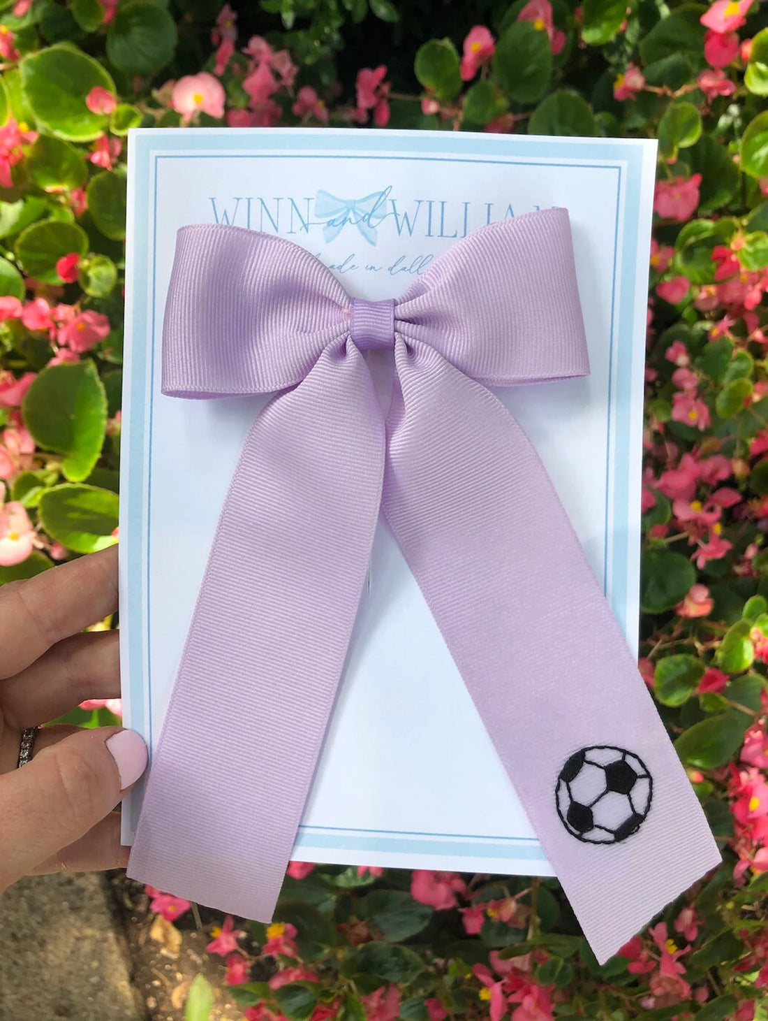 Soccer Hand-Embroidered Bow