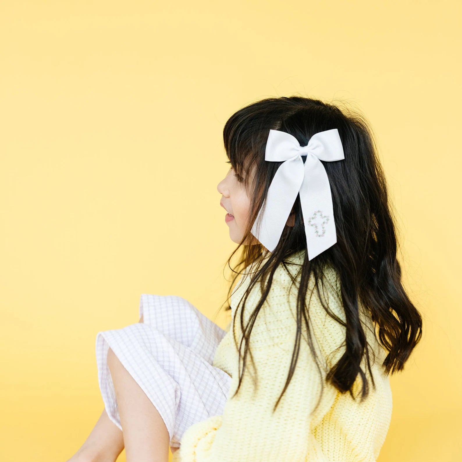 Tulip Cross Hand- Embroidered Bow