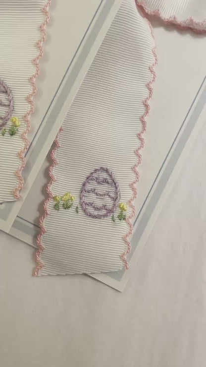 Moonstitch Easter Bunny Hand-Embroidered Bow