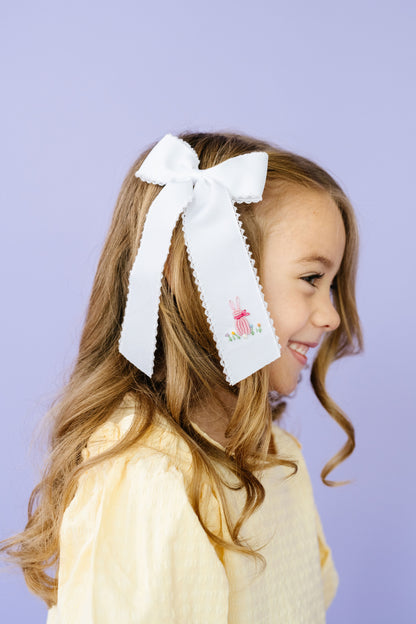 Moonstitch Easter Bunny Hand-Embroidered Bow